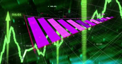 Angled magenta platform appearing triggers bars sliding, camera pulling back, Video stock 328233707