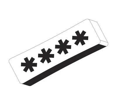 Angled password input field with four asterisks 2D line object Stock Illustration