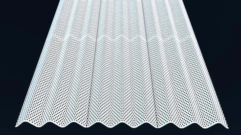 Angled Perspective of Wavy White Perforated Metal Panel Ilustración de archivo
