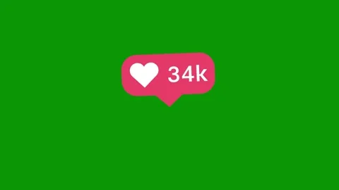 Angled pink speech bubble badge displaying heart like icon and follower Stock-Footage 346824551