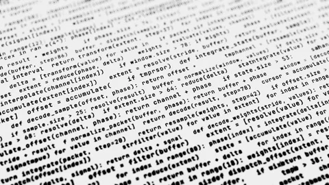 Angled programming code background for IT in a seamless loop Stock Footage 347394830