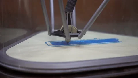 Angled Shot 3D Printer Closeup Extruder Melted Plastic 3D Plastic Design Stock Footage 165629275