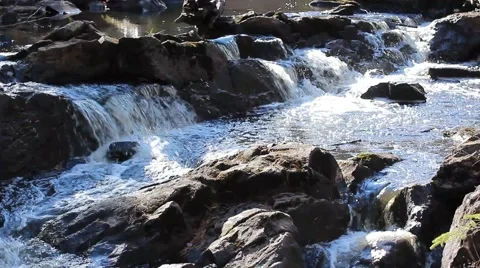 Angled small waterfall Stock Footage 40646705