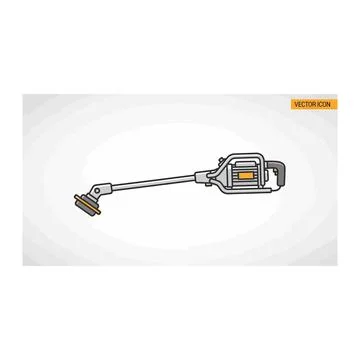Angled stick vacuum cleaner with orange accents Illustrazione stock