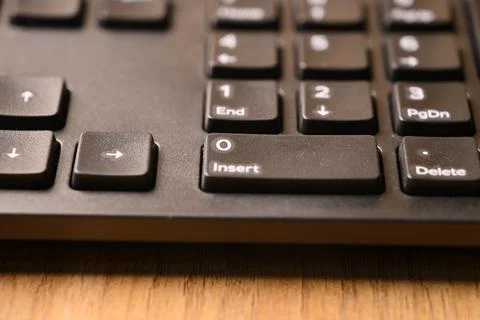 Angled Top View Macro Close-Up Black Computer Keyboard Highlighting Number .. Stock Photos