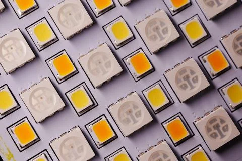 Angled View of LED Circuit Board Array 스톡 사진