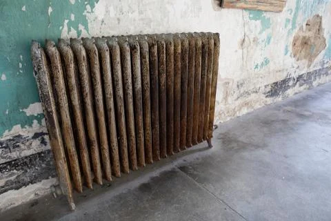 Angled view of an old heating unit Stock Photos