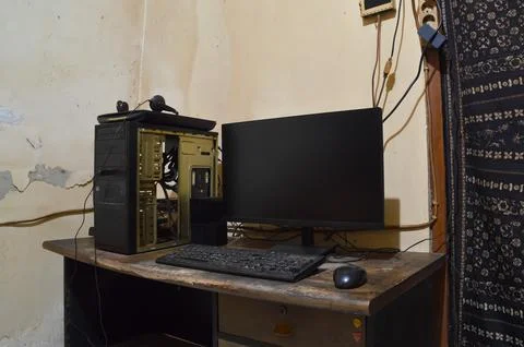 Angled View of Personal Computer System and Storage Hardware Stock Photos