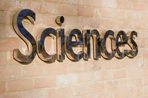 Angled view of Sciences sign Stock Photos