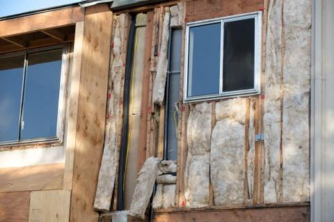 Angled view two windows under construction Stock Photos