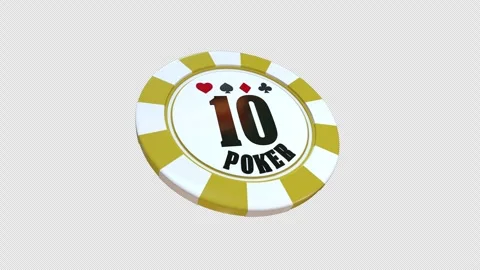 Angled Yellow and White 10 Poker Chip  with Alpha Channel. Vídeos de archivo 344680328