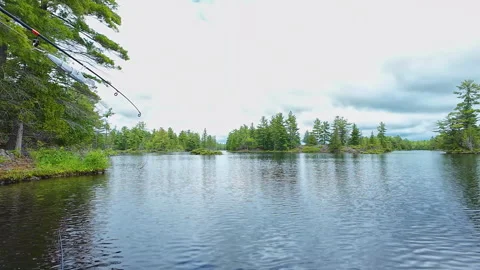 Angler casting rod with artificial baitfish lure for big mouth bass in the .. Vídeo Stock 291457483