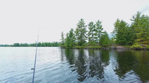 Angler casting rod with artificial baitfish lure for big mouth bass in the .. Video stock 291460027