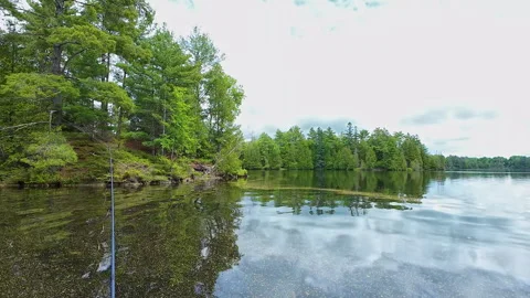 Angler casting rod with artificial baitfish lure for big mouth bass in the .. Video stock 291477448