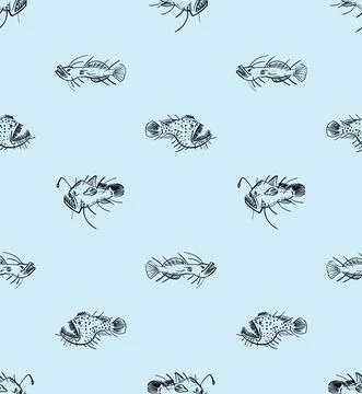 Angler Deep sea fish pattern seamless. Deep-sea fish background 스톡 일러스트