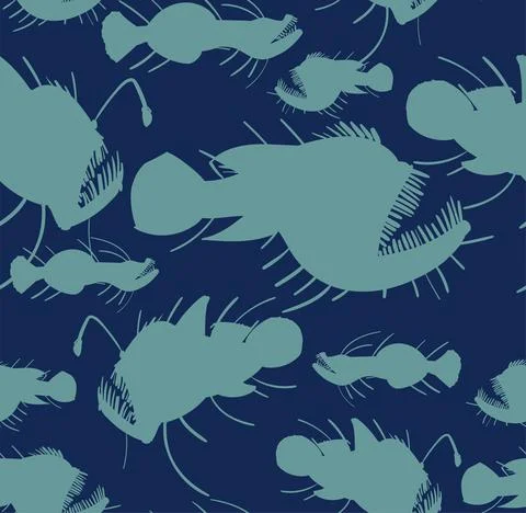 Angler Deep sea fish pattern seamless. Deep-sea fish background Stock Illustration