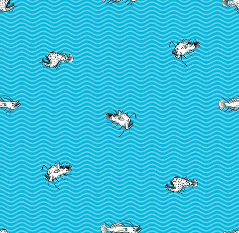 Angler Deep sea fish pattern seamless. Deep-sea fish background 스톡 일러스트