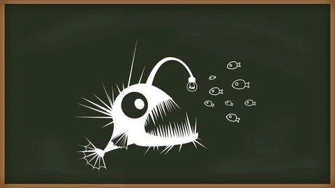 Angler fish using light bulb symbol as a lure. 库存影片 108873000
