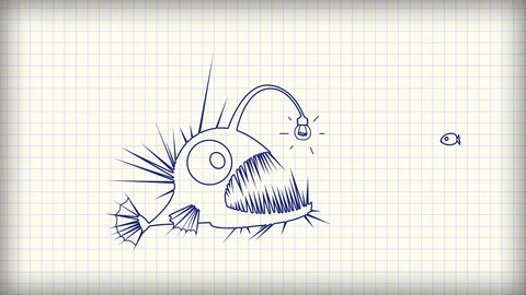 Angler fish using light bulb symbol as a lure. 库存影片 108873047