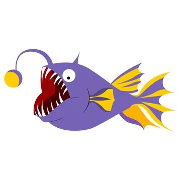 Angler fish, vector, isolated on a white background Stock Illustration