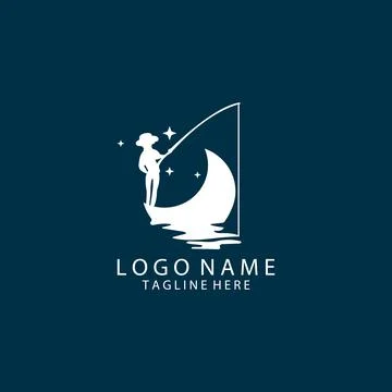 Angler moon logo design vector Stock Illustration