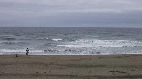 Angler, Ocean Beach Stock Footage 41268346