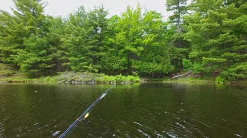 Angler preparing casting rod with artificial baitfish lure for big mouth ba.. Vídeo Stock 291477108