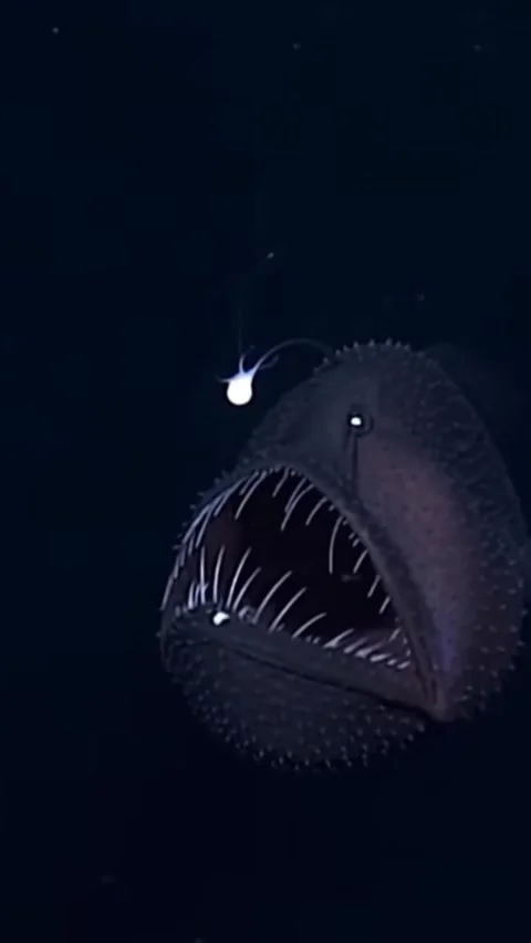 Anglerfish in the deep sea Video stock 323639378