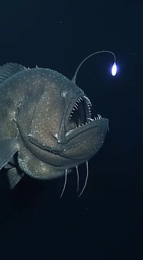 Anglerfish in the deep sea Video stock 330825268