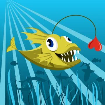 Anglerfish with heart Illustrazione stock