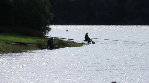 Anglers on lake Video stock 213845784