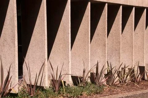 Angles and shadows created by sunshine on brutalist architecture Stock Photos