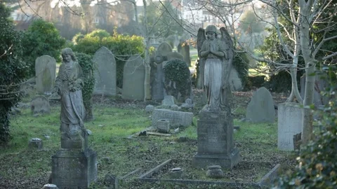 Angles on a cemetery in England Stock Footage 70145576