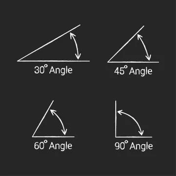 Angles icons chalk set on white background. Vector Ilustração Stock