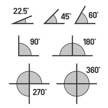 Angles Icons Set on White Background. Vector Stock Illustration