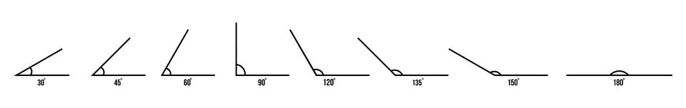 Angles line icon set Stock Illustration