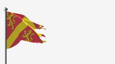 Anglesey 3D tattered waving flag illustration on Flagpole. Perfect for backgr Illustrazione stock