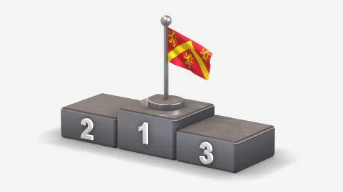 Anglesey 3D waving flag illustration on winner podium. Stock Illustration