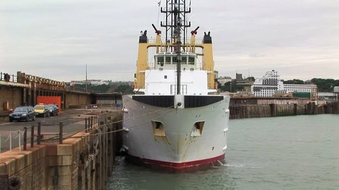 Anglian Monarch Tug docked in Folkestone harbor Kent, south-east England Stock Footage 105261853