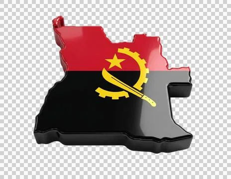 Angola 3d map with national flag colors isolated on transparent background .. Stock Illustration