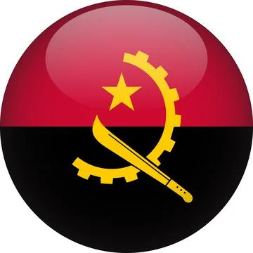 Angola 3D Rounded Flag Vector Stock Illustration