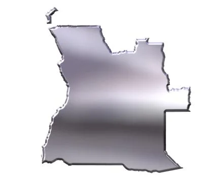 Angola 3D Silver Map Stock Illustration