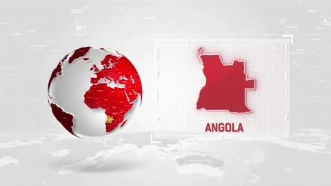 Angola 4K Tech Map Beside Globe On White Background Stock Footage 338240635