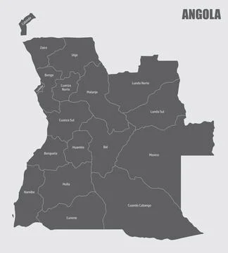 Angola administrative map Stock Illustration