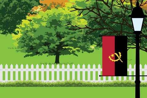 Angola Day Trees Lamp Vector Illustration Stock Illustration