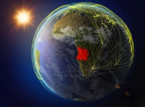 Angola on Earth with network Stock Illustration