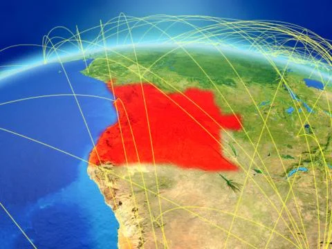 Angola on Earth with network Stock Illustration