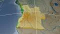 Angola extruded. Bumps shaded. Graticule. 4k or 4k+ Resolution