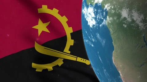 Angola Flag and Angola Map on Earth Globe 4K Видео 220773954