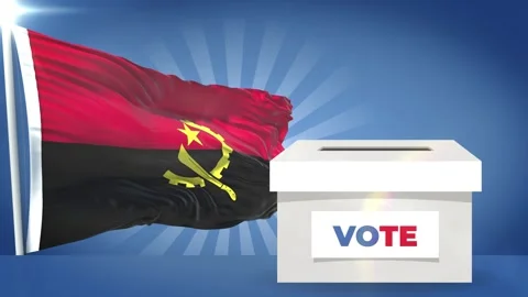 Angola Flag and voting box general election 2024 Stock Footage 339077916